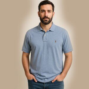 Polo Ralph Lauren Men's Heather Blue Pima Soft Touch Polo Shirt - Men's 2XLT